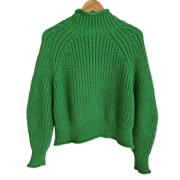NWT H&M Womens XXL 2X Green Chunky Knit Turtleneck Sweater Fall Winter New - Picture 2 of 6